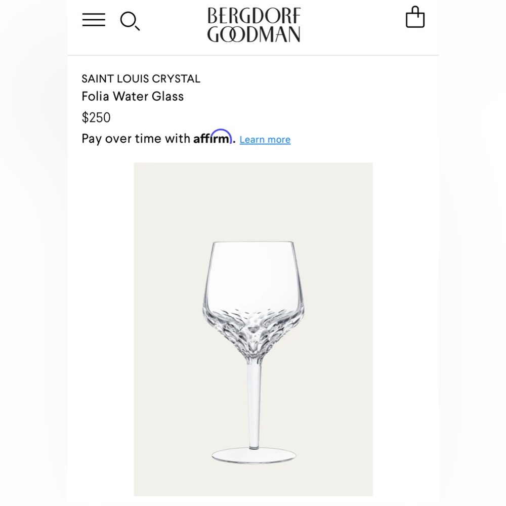 SAINT LOUIS CRYSTAL Folia Water Glass